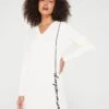Armani Exchange Script Logo V-neck Jersey Dress - Cream