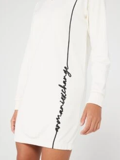 Armani Exchange Script Logo V-neck Jersey Dress - Cream -RIVE IS Clothing Shop VMBST SQ4 0000000067 CREAM MDd