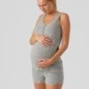 Mamalicious Maternity Helene Jersey Pyjama Short Set - Grey