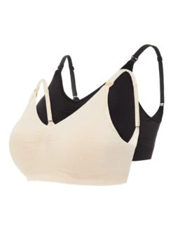 Mamalicious Maternity Ilja Nursing Bra 2-Pack - Black/Beige -RIVE IS Clothing Shop VMD96 SQ5 0000000004 BLACK MDd1