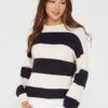 Only Atia Stripe Knit Jumper - Black/White