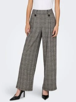 Only Sania Wide Leg Jacquard Trouser - Grey