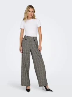 Only Sania Wide Leg Jacquard Trouser - Grey -RIVE IS Clothing Shop VMDCI SQ3 0000000143 BROWN MDo