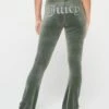 Juicy Couture Classic Velour Diamante Logo Flared Pant - Green
