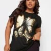Yours Embellished And Foil Glitter Printed T-Shirt - Black -RIVE IS Clothing Shop VMEQ3 SQ1 0000000004 BLACK MDf