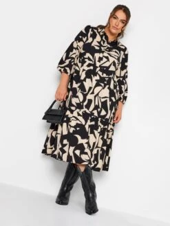 Yours Long Sleeve Shirt Dress Mono Abstract -RIVE IS Clothing Shop VMES3 SQ3 0000000003 NATURAL MDo