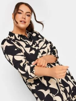 Yours Long Sleeve Shirt Dress Mono Abstract -RIVE IS Clothing Shop VMES3 SQ4 0000000003 NATURAL MDd