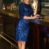 Sosandar Sapphire Blue Sequin Stretch Shift Dress -RIVE IS Clothing Shop VMKJY SQ1 0000000020 BLUE MDf