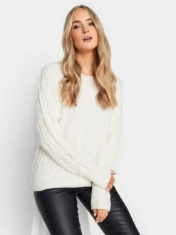 Long Tall Sally Ivory Cable Knit Jumper