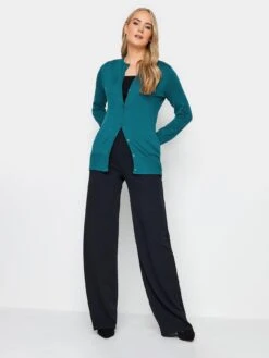 Long Tall Sally Teal Crew Neck Cardigan -RIVE IS Clothing Shop VMQG5 SQ3 0000000020 BLUE MDo