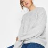 Long Tall Sally Grey Chunky Cable Knit Jumper -RIVE IS Clothing Shop VMQGA SQ1 0000000005 GREY MDf