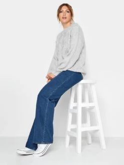 Long Tall Sally Grey Chunky Cable Knit Jumper -RIVE IS Clothing Shop VMQGA SQ3 0000000005 GREY MDo