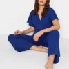 Long Tall Sally Short Sleeve Wide Leg Jumpsuit - Blue -RIVE IS Clothing Shop VMQJU SQ1 0000000020 BLUE MDf
