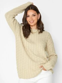 Long Tall Sally Neutral Cable Funnel Neck Jumper