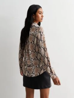 New Look Brown Snake Print Long Sleeve Shirt -RIVE IS Clothing Shop VMZSE SQ2 0000000270 PRINT MDb
