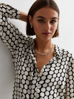 New Look White Spot Long Sleeve Shirt -RIVE IS Clothing Shop VMZSJ SQ4 0000000270 PRINT MDd