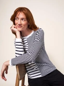 White Stuff Cassie Stripe T-shirt - Navy -RIVE IS Clothing Shop VN6E7 SQ3 0000000048 NAVY MDo