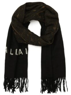 AllSaints Dip Dye Leaopard Woven Scarf- Natural