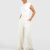 Boohoo Straight Leg Tailored Trousers - Cream