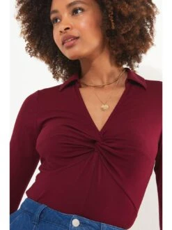 Joe Browns Twist Front Jersey Top - Red -RIVE IS Clothing Shop VNE7J SQ4 0000000017 RED MDd