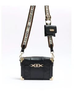 River Island Embossed Trunk Bag - Black