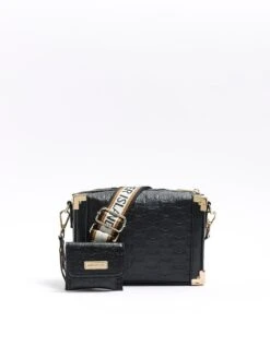 River Island Embossed Trunk Bag - Black -RIVE IS Clothing Shop VNFHK SQ4 0000000004 BLACK SLd