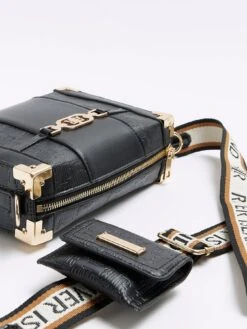 River Island Embossed Trunk Bag - Black -RIVE IS Clothing Shop VNFHK SQ5 0000000004 BLACK SLi