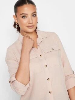 Long Tall Sally Blush Long Sleeve Utility Shirt -RIVE IS Clothing Shop VNHQI SQ4 0000000063 PINK MDd