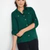 Long Tall Sally Long Sleeve Utility Shirt - Green 1 Long Tall Sally Long Sleeve Utility Shirt - Green -RIVE IS Clothing Shop VNHQM SQ1 0000000047 GREEN MDf