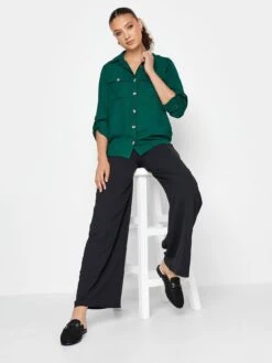 Long Tall Sally Long Sleeve Utility Shirt - Green -RIVE IS Clothing Shop VNHQM SQ3 0000000047 GREEN MDo