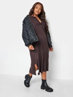 Yours Fine Gauge V Collar Dress Purple -RIVE IS Clothing Shop VNHRT SQ3 0000000039 PURPLE MDo