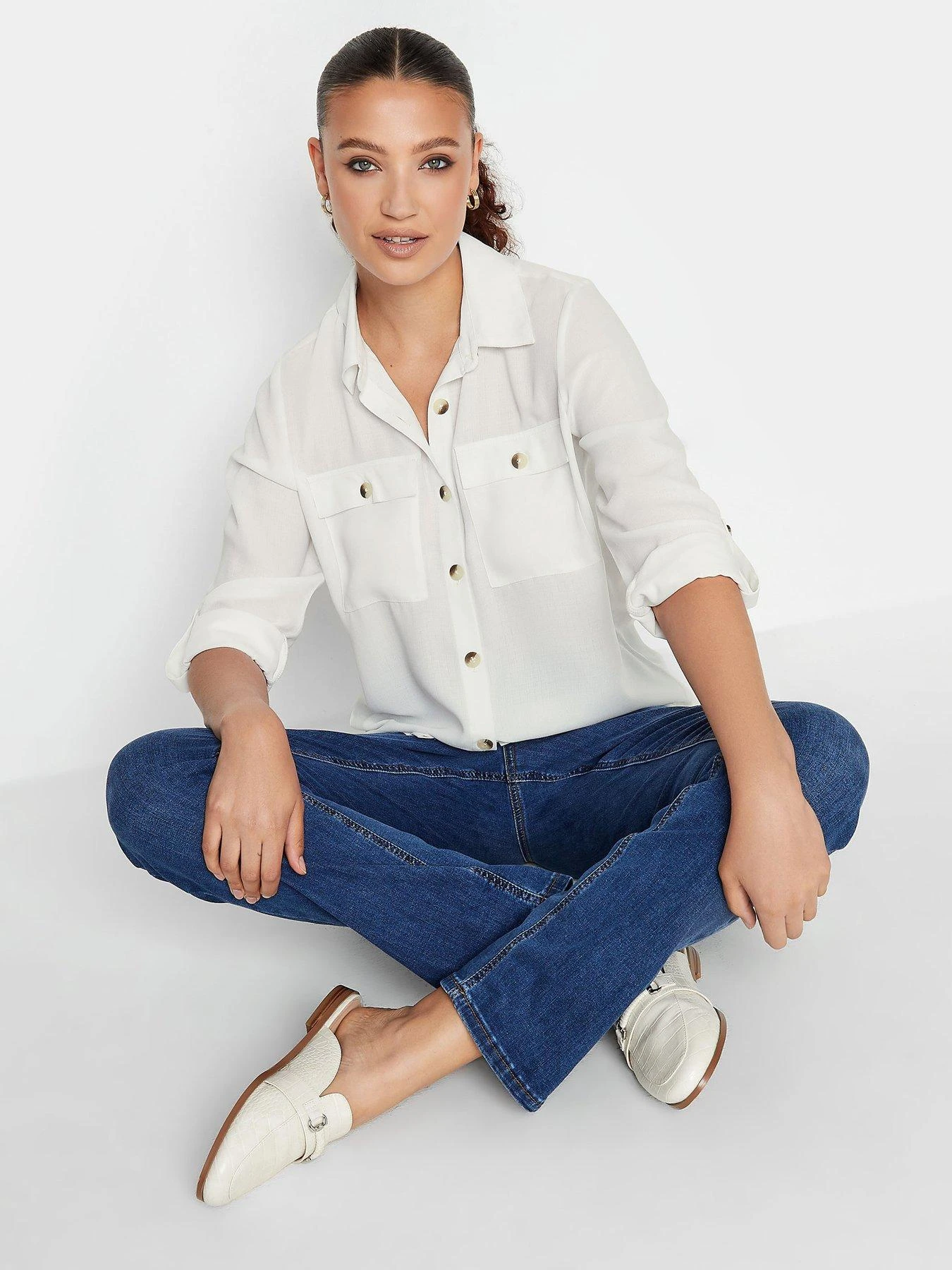 Long Tall Sally Ivory Long Sleeve Utilty Shirt 3 Long Tall Sally Ivory Long Sleeve Utilty Shirt
