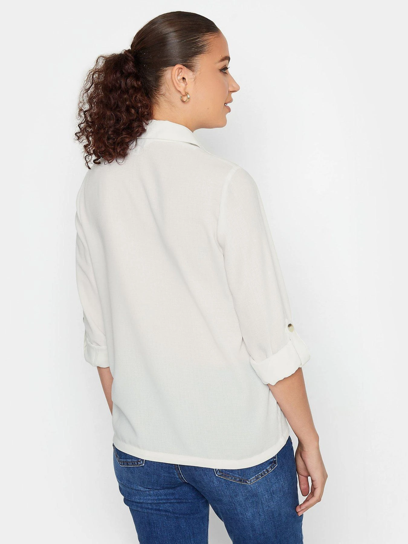 Long Tall Sally Ivory Long Sleeve Utilty Shirt 4 Long Tall Sally Ivory Long Sleeve Utilty Shirt - Image 2