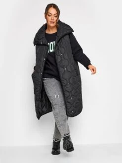 Yours Funnel Neck Onion Gilet - Black