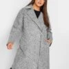 Yours Boucle Biker Coat Grey