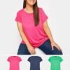 Yours Core Basic Ss T-shirt 3 Pack Denim Marl/hot Pink/green -RIVE IS Clothing Shop VNKQZ SQ1 0000000020 BLUE MDf