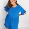 Yours Rib Frill Sleeve Tunic Blue
