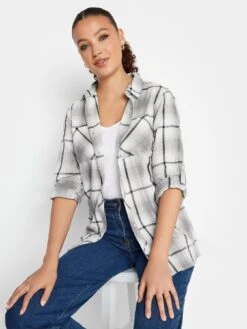 Long Tall Sally Check Boyfriend Shirt - Grey -RIVE IS Clothing Shop VNKRZ SQ4 0000000005 GREY MDd