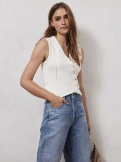 Mint Velvet Ivory Knitted Waistcoat