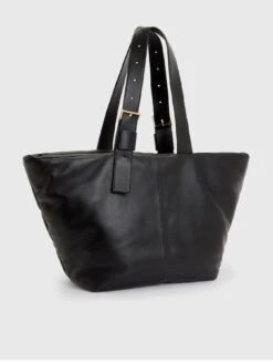AllSaints Aika East/West Leather Tote Bag - Black  -RIVE IS Clothing Shop VNMIE SQ3 0000000004 BLACK SLa