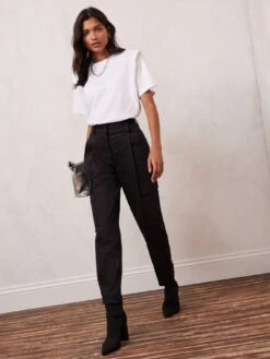 Mint Velvet Black Lux Cargo Trouser -RIVE IS Clothing Shop VNMIM SQ3 0000000004 BLACK MDo