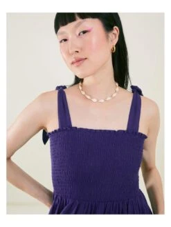 Accessorize Tie Shoulder Broderie Hem Dress - Navy -RIVE IS Clothing Shop VNQ1W SQ4 0000000048 NAVY MDd