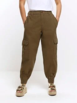 RI Petite Petite Belt Cuffed Cargo Trouser - Khaki