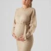 Mamalicious Maternity Anne Knitted Dress - Beige