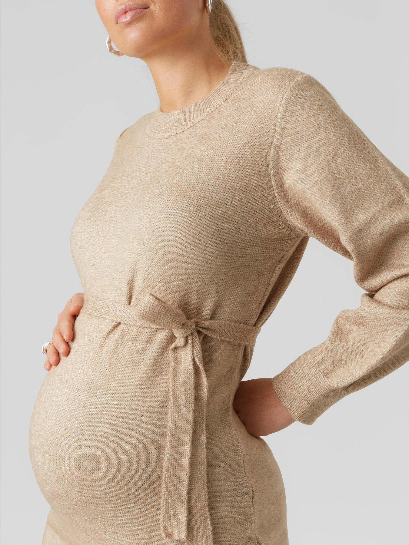 Mamalicious Maternity Anne Knitted Dress - Beige 6 Mamalicious Maternity Anne Knitted Dress - Beige - Image 4