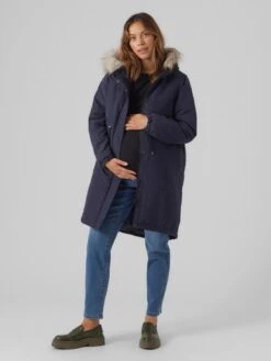 Mamalicious Maternity Jessi 2-in-1 Long Parka Jacket - Navy