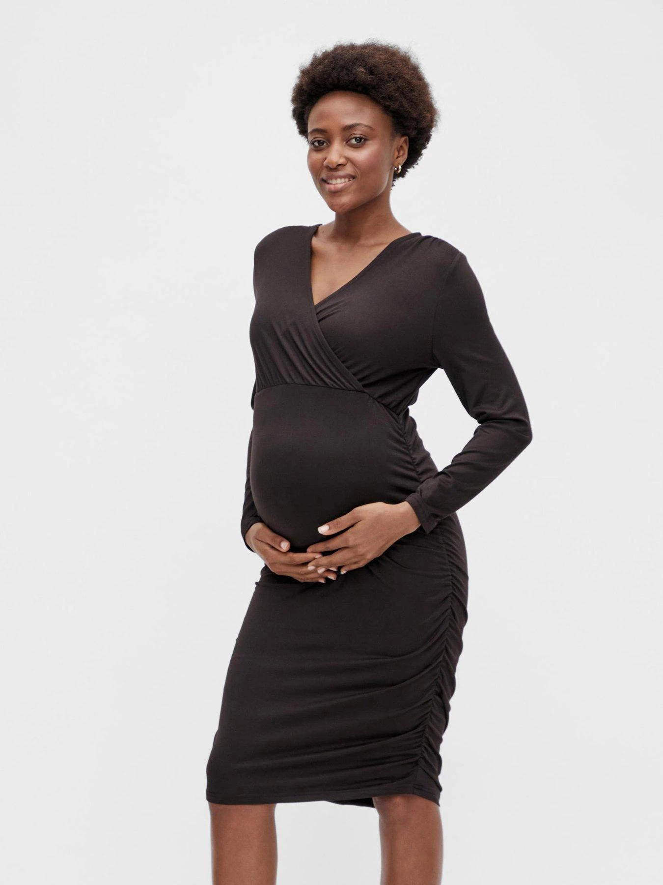 Mamalicious Maternity Wrap Front Jersey Dress - Black 3 Mamalicious Maternity Wrap Front Jersey Dress - Black