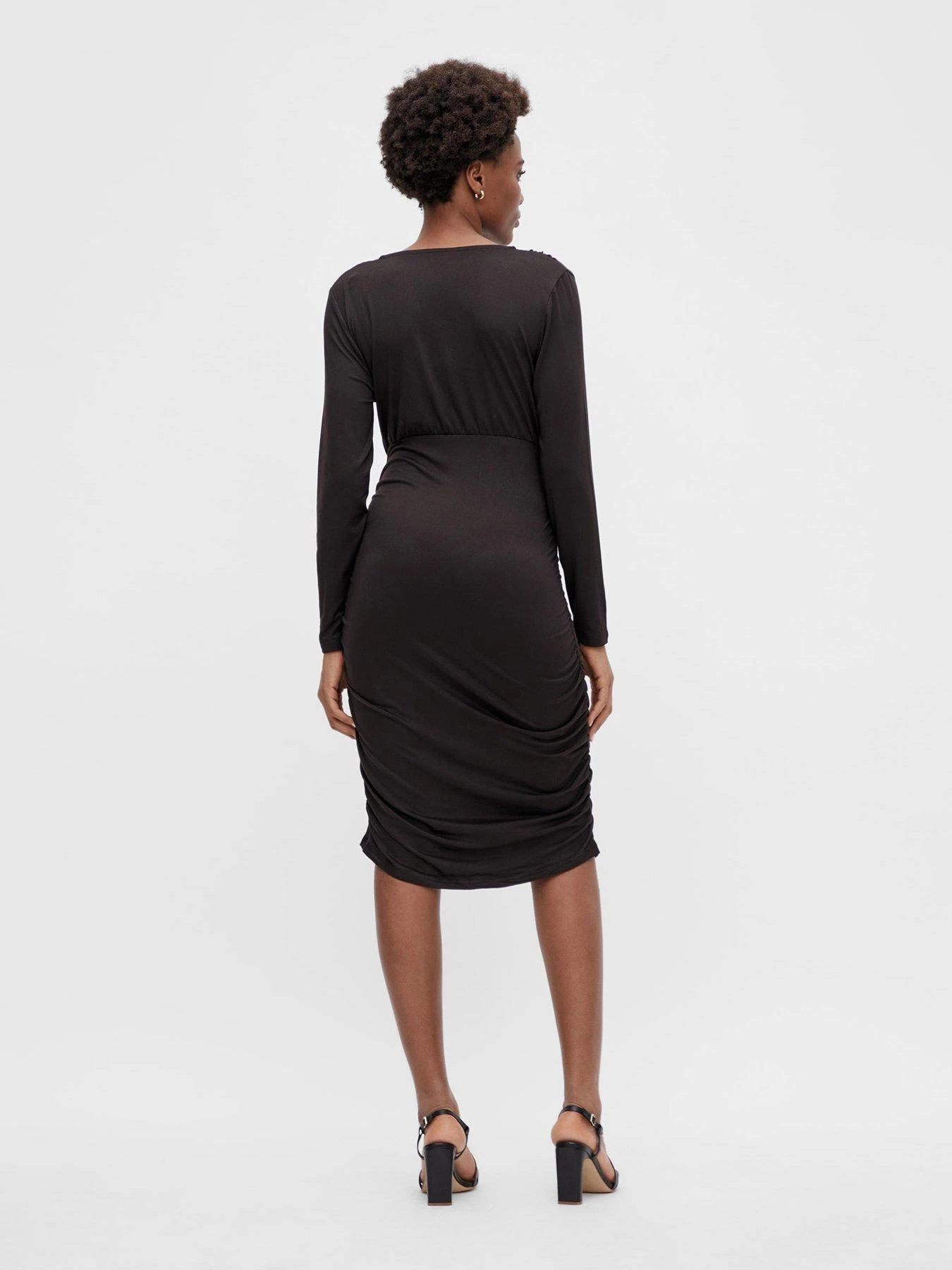 Mamalicious Maternity Wrap Front Jersey Dress - Black 4 Mamalicious Maternity Wrap Front Jersey Dress - Black - Image 2