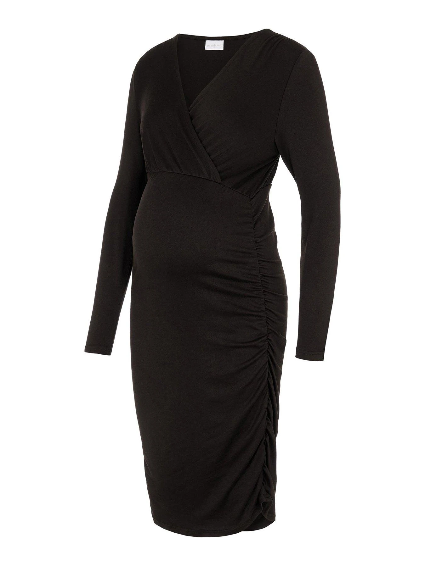 Mamalicious Maternity Wrap Front Jersey Dress - Black 6 Mamalicious Maternity Wrap Front Jersey Dress - Black - Image 4