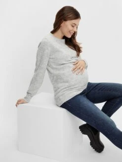 Mamalicious Maternity Anne Knitted Jumper - Grey -RIVE IS Clothing Shop VNT93 SQ3 0000000005 GREY MDo